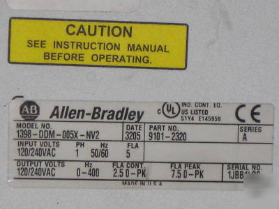 Allen bradley 1398-ddm-005X-NV2 servo drive ultra serie