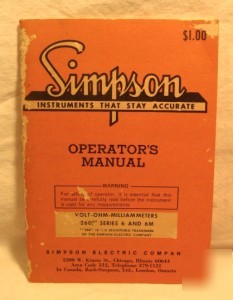 Operator's manual simpson volt-ohm-milliammeters