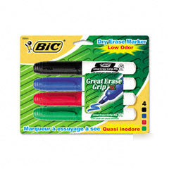 Whiteboard markers, fine, chisel, assorted BICGDEMP41AS