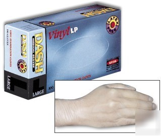 Clear vinyl light powdered exam gloves - large