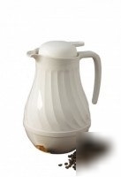 Insulated white beverage server 1 litre - push button 