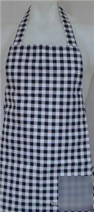 New dark blue & white gingham check bib apron kitchen