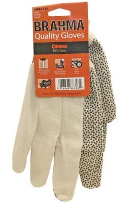 New cotton canvas quality gloves w/ pvc dotted grip 