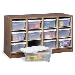 New safco 9452MO 12 bin wood organizer in medium oak