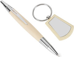 Unique light wood pen & keyring gift set free engraving