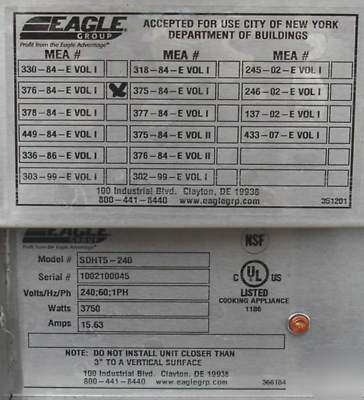 New eagle 5 well hot food table 220V w / ss undershelf