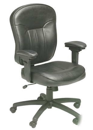 Black leather plus executive computer office desk chair