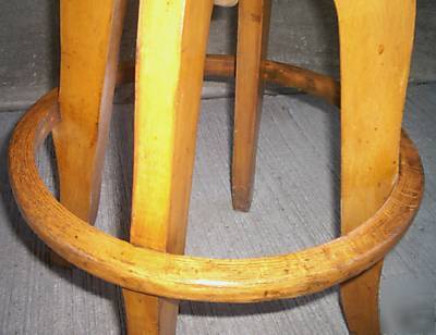 Vtg.industrial adj.wood drafting stool with foot rest 