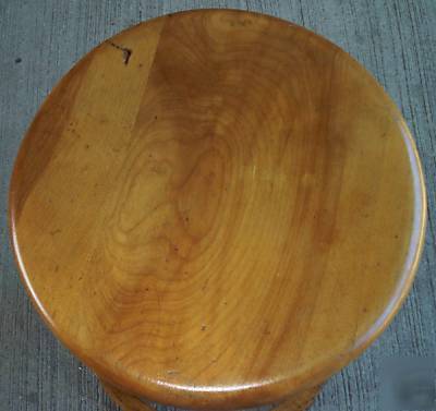 Vtg.industrial adj.wood drafting stool with foot rest 