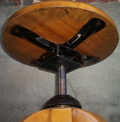 Vtg.industrial adj.wood drafting stool with foot rest 