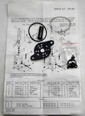 P/n K352166 universal l-pilot seal kit service valves