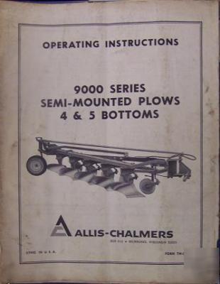 Allis chalmers 9000 series plows operator manual
