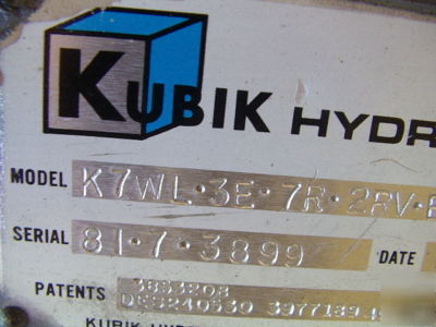 Kubik hydradrive no. K7W13E7R2RVBLRS303 - rebuilt