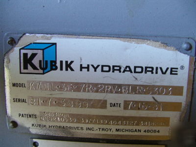 Kubik hydradrive no. K7W13E7R2RVBLRS303 - rebuilt