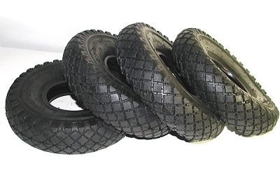 Lot of 4 knobby tires & tubes size 10X3.00-4, 3.00-4