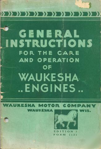 Waukesha 4 - 6 cyl engine oper care instruction manual 