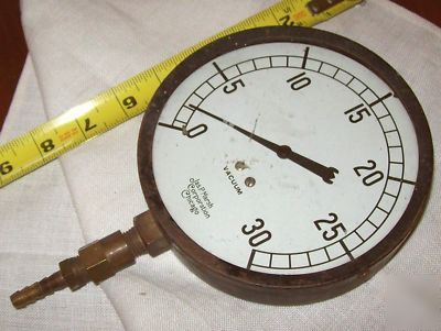 Big brass antique jp marsh & co chicago vacuum gauge