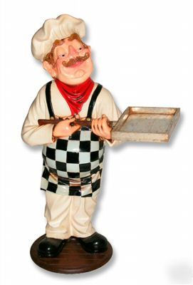 Cook with tray human figurine statue 2FT
