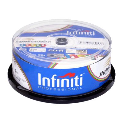 Infiniti lightscribe 52X cd-r *25 spindle cdr 5 colours