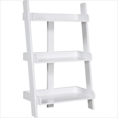 Ameriwood altra leaning bookcase in high gloss white