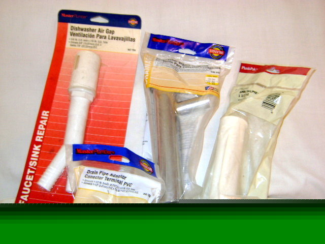 Plumbing lot dishwasher branch tailpiece, air gap sink+