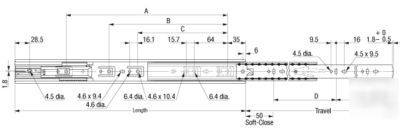 Soft close drawer slide FR5000-ecd.500; 20