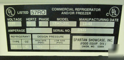 Spartan-refrigerated pastry/display case 12296 bakery