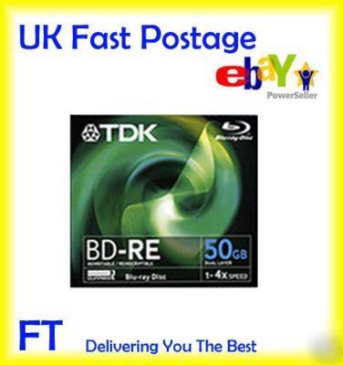 Tdk bd-re 2X rewritable 50GB dual layer blu-ray discs