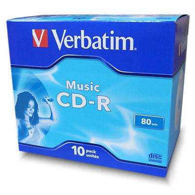 10 verbatim 43365 52X audio cd-r jewel case pack