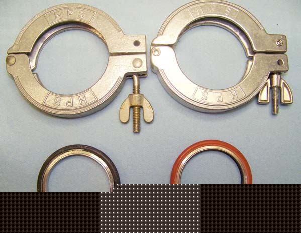 2 mks hps kf NW50 wing nut clamps +2 rings high vacuum