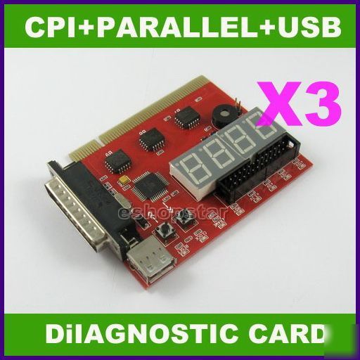3 x pci motherboard analyzer diagnostic post card