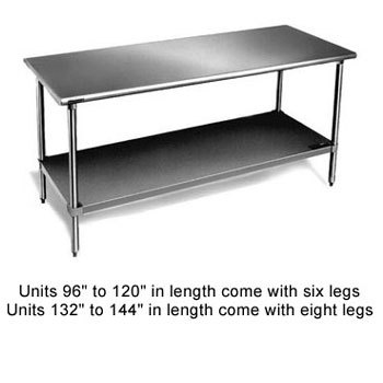 Eagle T2430SE work table, stainless steel top, undershe