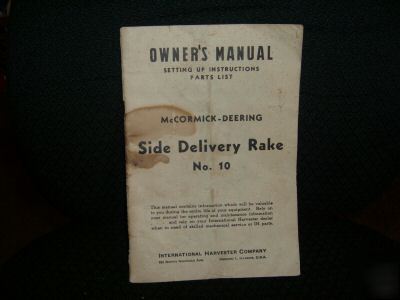 Mccormick deering 10 side delivery rake manual owners 