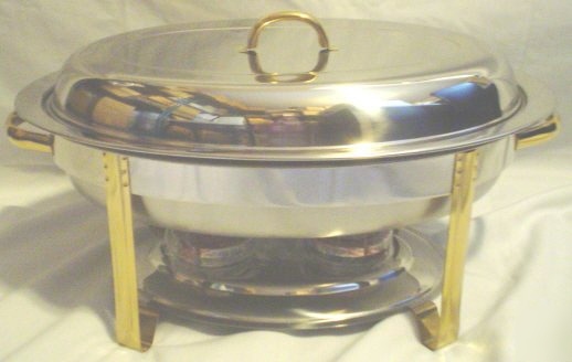 New oval chafer 6 qt chafing dish golden trimmed