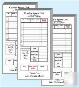 Restaurant guest checks - 2000 1 part w/name imprint