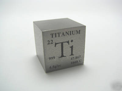 Pure titanium metal element cube 99.9% pure 73 grams