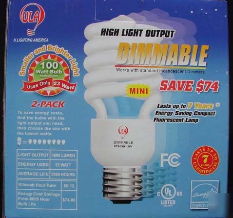 96 dimmable fluorescent light bulbs 23W=100WATT / 100W