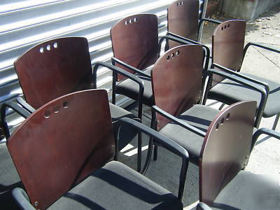 Hon company stack 8 chair's mahogany with wood back