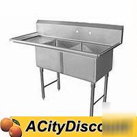Stainless 2 compartment sink 18X18X12 w/ 18IN dboard