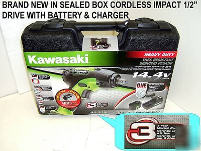 Cordless impact wrench complete kit kawasaki 1/2