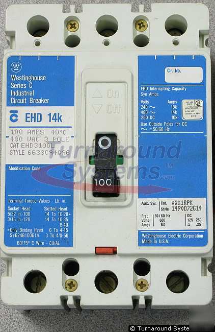 Cutler-hammer EHD3080L circuit breakers, 80 amp