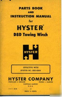 1 book hyster D8D towing winch company tractor 