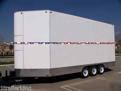 24' v-nose stacker enclosed car toy hauler quad trailer