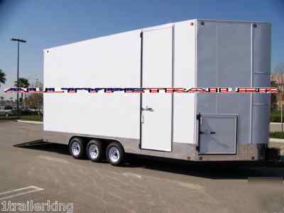 24' v-nose stacker enclosed car toy hauler quad trailer