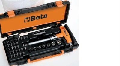 Beta 1/4 drive mixed socket set with t-handle ratchet