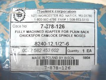 Bison 7 878 126 machined plain back chuck adapter 12
