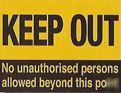 Keep out large metal yellow & black danger wall sign