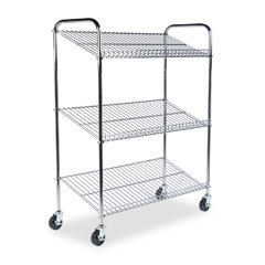 Mayline three shelf wire tote cart for mail totes MLN9
