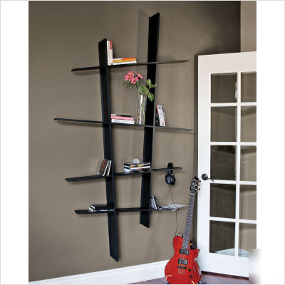 Nexxt leena angled bookshelf in black