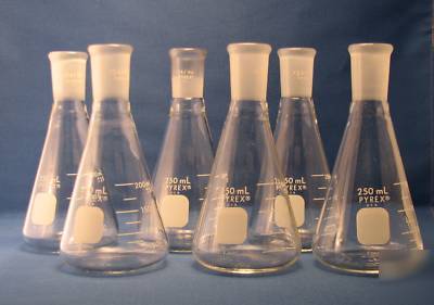 Pyrex erlenmeyer flasks 250ML 24/40 st (qty 6)
